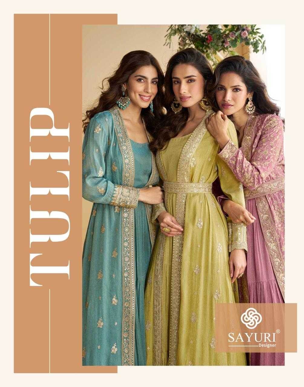 Chinon Silk Western Wears Embroidered Suits Gown Dresses - MYLUXURY LANE ENTERPRISE